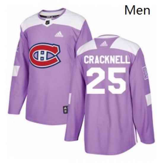 Mens Adidas Montreal Canadiens 25 Adam Cracknell Authentic Purple Fights Cancer Practice NHL Jersey
